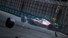 Vz Haas Micka Schumachera krátce po nehod ve Velké cen Saúdské Arábie F1.