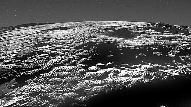 Pohled na ledovou sope�nou oblast Pluta, kter� byla objeven na z�klad� dat z roku 2015 z kosmick� lodi NASA New Horizons. (29. b�ezna 2022)