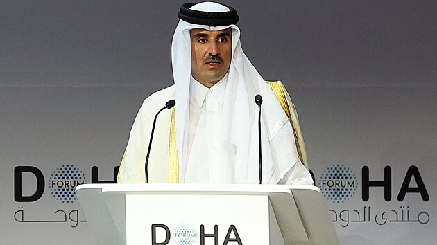 Katarský emír Tamim bin Hamad bin Chalífa Sání (26. března 2022)