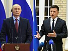 Ruský prezident Vladimír Putin a jeho ukrajinský protjek Volodymyr Zelenskyj....