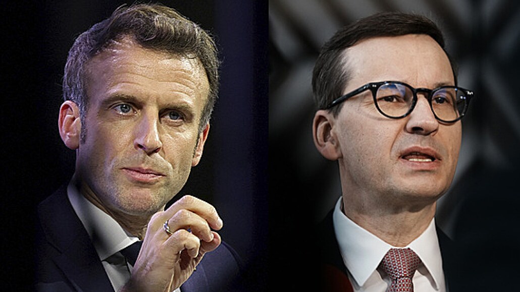 Zleva: Emmanuel Macron, Mateusz Morawiecki