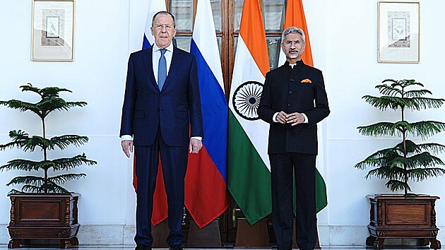 Rusk� ministr zahrani�� Sergej Lavrov na n�v�t�v� Indie. (1. dubna 2022)