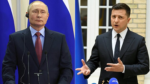 Ruský prezident Vladimír Putin a jeho ukrajinský protjek Volodymyr Zelenskyj....