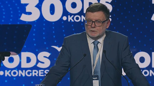 Ministr financ Zbynk Stanjura na jednn kongresu ODS 8. dubna 2022