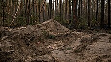 Hromadný hrob civilistů ve městě Buča (2. dubna 2022)