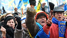 Protesty na kyjevském Majdanu za proevropské a západní smování zem stály na...