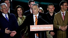 Maďarský premiér Viktor Orbán  po oznámení průběžných výsledků parlamentních...