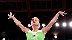 VĚČNÁ. Gymnastka Oksana Čusovitinová během olympijských her v Tokiu 2021.
