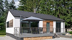 Nekomplikovaný tvar domu je ideální pro univerzální vnit�ní dispozi�ní �e�ení.