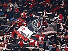 Fanouci Slavie ped tvrtfinálovou odvetou Konferenní ligy proti Feyenoordu.