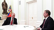 Ukrajinský politik Viktor Medveduk (vpravo) s ruským prezidentem Vladimirem...