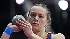 Pětibojařka Dorota Skřivanová během koulařské soutěže.