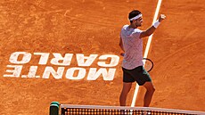 Grigor Dimitrov po vít�zství ve t�etím kole turnaje v Monte Carlu.