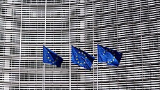 Vlajky EU před budovou Evropské komise v Bruselu (ilustrační snímek)