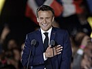 Emmanuel Macron po znovuzvolení francouzským prezidentem (24. dubna 2022)