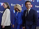 Kandidát a francouzský prezident Emmanuel Macron a jeho manelka Brigitte...