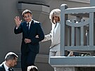 Francouzský prezident Emmanuel Macron s první dámou Brigitte (24. dubna 2022)
