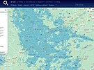 Mapa stední Moravy s pokrytím signálem 5G od O2 (duben 2022)