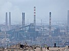 Oceláský komplex Azovstal v Mariupolu na Ukrajin (19. dubna 2022)