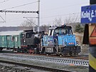 Historick vlak projel eleznin stanic Plze - Koterov v posledn den jejho...