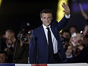 Emmanuel Macron po znovuzvolení francouzským prezidentem (24. dubna 2022)
