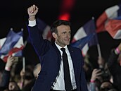 Emmanuel Macron po vít�zství v prezidentských volbách (24. dubna 2022)
