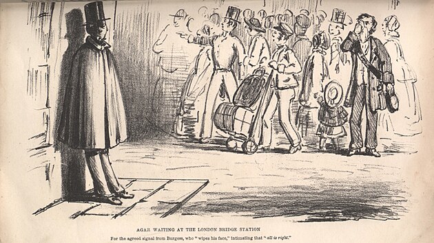O procesu s pachateli pinesl svdectv kresl Percy Cruikshank. Na tto ilustraci ek Agar na stanici London Bridge.