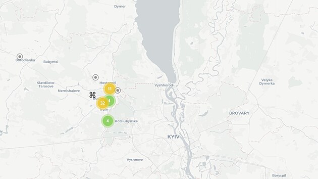 Mapa s umstnm fotografi v 360stupovm panoramatu (vce na https://360war.in.ua/en)