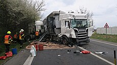 Sráka dvou kamion nedaleko Frantikových Lázní (26. dubna 2022)