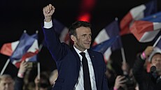 Emmanuel Macron po vítzství v prezidentských volbách (24. dubna 2022)