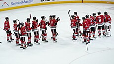 Hokejisté Chicaga slaví vítězství.