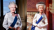 Královna Albta II. v roce 2012 a její panenka Barbie z roku 2022