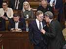 Premiér Petr Fiala a ministr spravedlnosti Pavel Blaek ve Snmovn