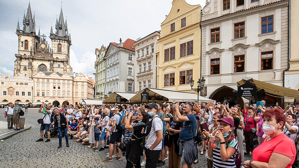 Turisté v centru Prahy (29. ledna 2020)