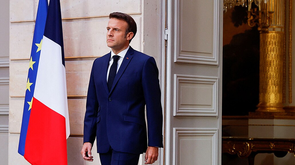 Emmanuel Macron pi slavnostním uvedení do funkce. (7. kvtna 2022)