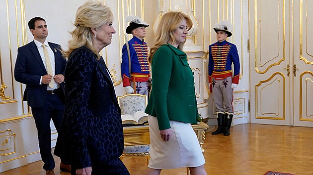 Slovensk prezidentka Zuzana aputov se setkala s americkou prvn dmou Jill Bidenovou na zvr jej zahranin cesty. (9. kvtna 2022)
