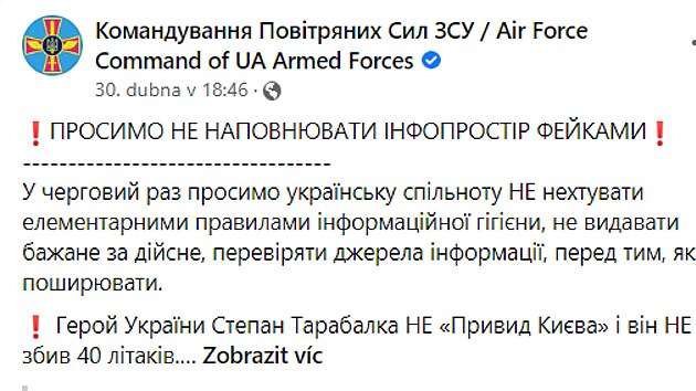 Upozornn ukrajinskch vzdunch sil
