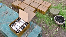 St�ela pro salvové raketomety Grad pou�ívaná ruskými vojáky. (23. dubna 2022)