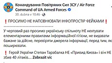 Upozornní ukrajinských vzduných sil