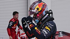 Max Verstappen se raduje z triumfu ve Velké cen Miami F1.