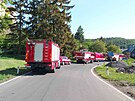 Dopravní nehoda traktoru převážejícího v přívěsu hnojivo ve Valči na...
