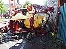 Dopravní nehoda traktoru převážejícího v přívěsu hnojivo ve Valči na...