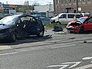 Nehoda automobil zench policisty v Ostrav-Vtkovicch.