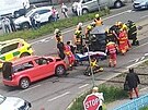 Nehoda automobil zench policisty v Ostrav-Vtkovicch.