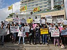 Protivládní protest na Srí Lance (17. kvtna 2022)