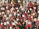 Pohled do sektoru fanouk Plzn pi utkání na stadionu Mladé Boleslavi, kde...