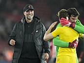 Veselý trenér Liverpoolu Jürgen Klopp po vítězství na hřišti Southamptonu.