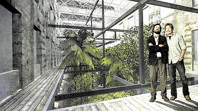 Před sedmi lety představil architekt Lukáš Holub
studii, v níž areál Modety proměnil v tropickou halu. Diskuse o tom, jak by zoo mohlo továrnu využívat, se vedou dodnes.. - Vitualizace