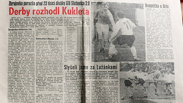 Průvodce historií byly Jiřímu Novotnému především staré noviny. Ty připomínají třeba památné druholigové derby se Slušovicemi, v němž se v roce 1986 zaskvěl Roman Kukleta.