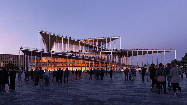 Podoba nové budovy filharmonie v Praze podle vítěze soutěže, dánského studia Bjarke Ingels Group